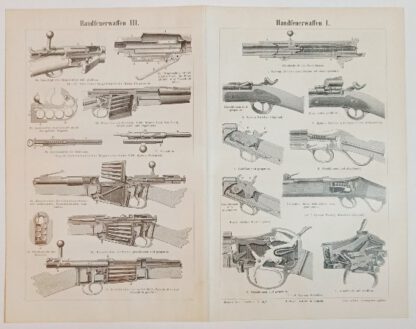 Historischer Druck – Handfeuerwaffen I, II und III – Holzstich 1897 [1 Blatt]. 2