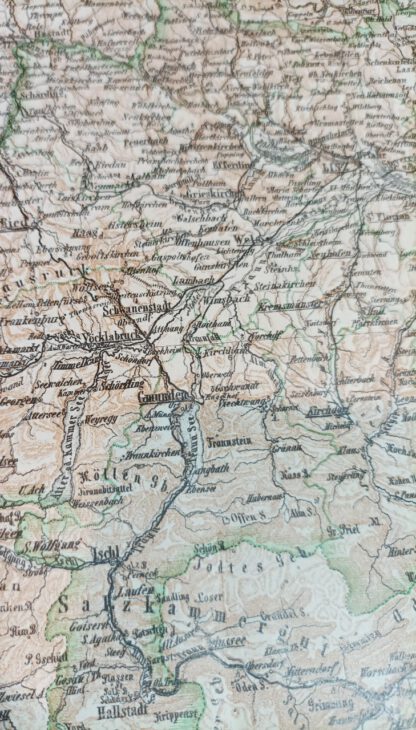 Historische Karte Oesterreich ob der Enns 1:850 000 – Lithographie 1890 [1 Blatt]. 2