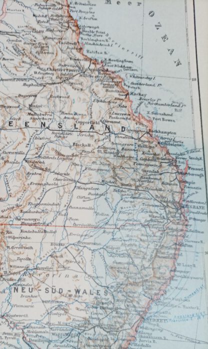 Historische Landkarte Australien 1: 16 000 000 – Lithographie 1894 [1 Blatt]. 2