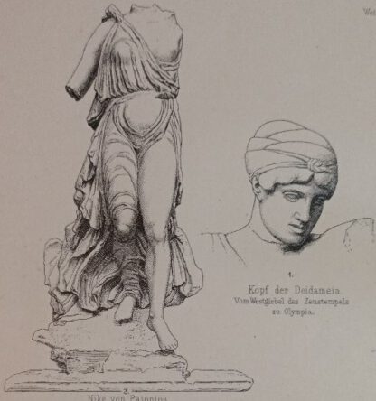 Historischer Druck – Bildhauerkunst III – Griechische Bildnerei: Olympia und Pergamon – Holzstich 1894 [1 Blatt]. 2