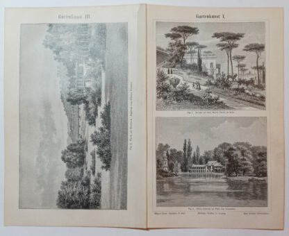 Historischer Druck – Gartenkunst I-III – Holzstich 1895 [1 Blatt]. 2