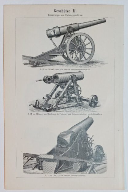 Historischer Druck – Geschütze I und II – Holzstich 1895 [1 Blatt]. 2