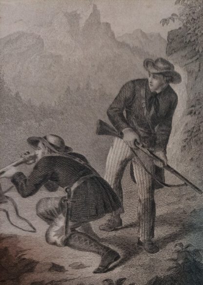 Szene aus Lederstrumpf-Erzählungen von James Fenimore Cooper VIII – Stahlstich 1864. 2