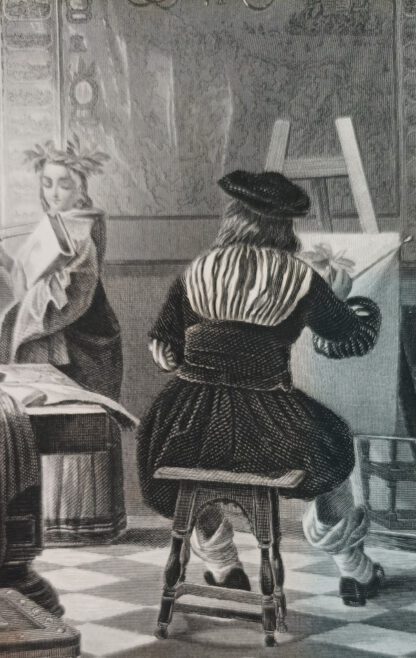 Des Malers Atelier – The Painters Study – Stahlstich 1871. 2