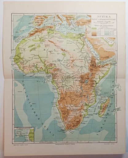 Historische Karte – Afrika – Fluss- und Gebirgssysteme – Lithographie 1894 [1 Blatt].