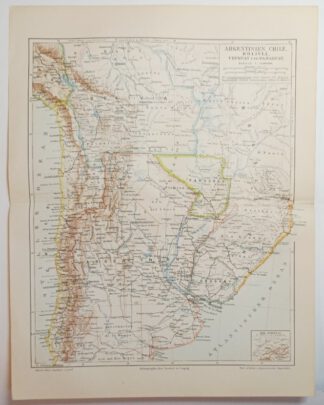 Historische Karte – Argentinien, Chile, Bolivia, Uruguay und Paraguay – Lithographie 1894 [1 Blatt].