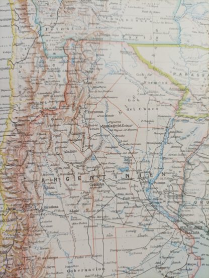 Historische Karte – Argentinien, Chile, Bolivia, Uruguay und Paraguay – Lithographie 1894 [1 Blatt]. 2