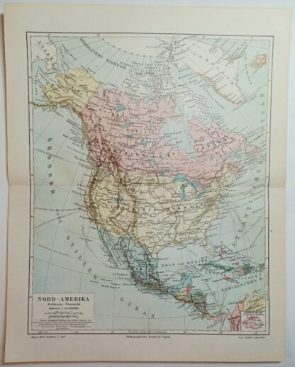 Historische Karte – Nord-Amerika – Politische Übersicht – Lithographie 1894 [1 Blatt].