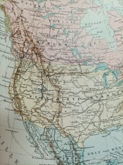 Historische Karte – Nord-Amerika – Politische Übersicht – Lithographie 1894 [1 Blatt]. 2