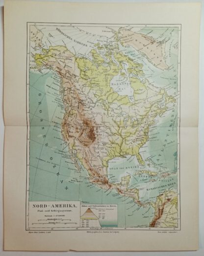 Historische Karte – Nord-Amerika – Fluß- und Gebirgssysteme – Lithographie 1894 [1 Blatt].