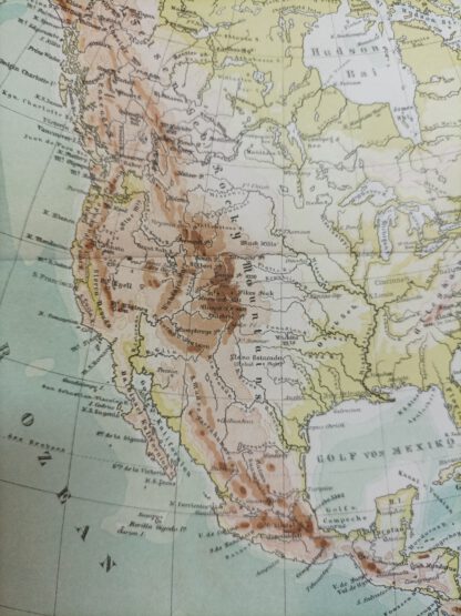 Historische Karte – Nord-Amerika – Fluß- und Gebirgssysteme – Lithographie 1894 [1 Blatt]. 2
