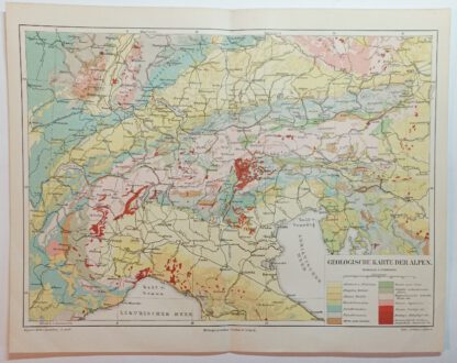 Historische Karte – Geologische Karte der Alpen – Lithographie 1894 [1 Blatt].