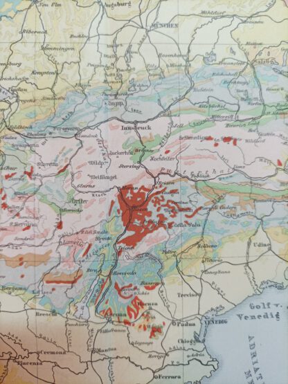 Historische Karte – Geologische Karte der Alpen – Lithographie 1894 [1 Blatt]. 2