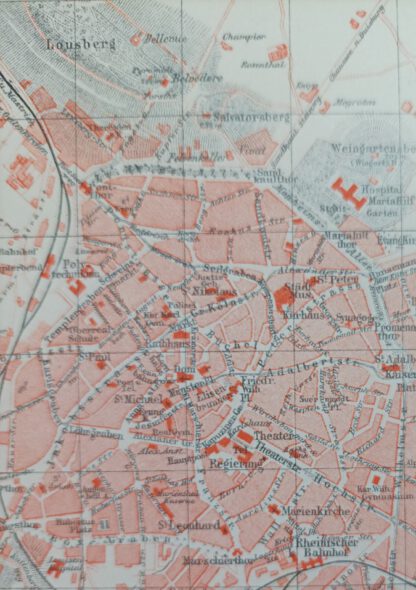 Historischer Stadtplan Aachen 1:23000 – Lithographie 1894 [1 Blatt]. 2