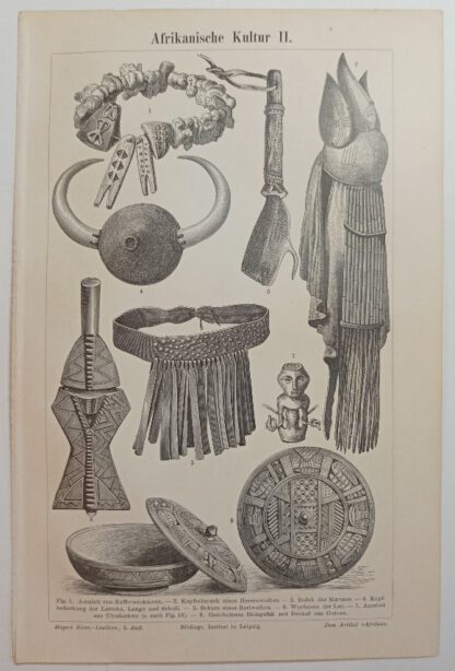 Historischer Druck – Afrikanische Kultur II und III – Holzstich 1894 [1 Blatt].