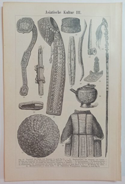 Historischer Druck – Asiatische Kultur II und III – Holzstich 1894 [1 Blatt]. 2