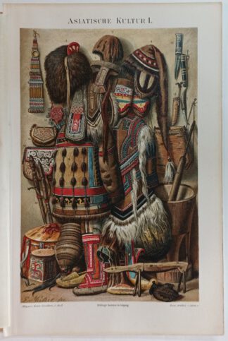 Historischer Druck – Asiatische Kultur I – Chromolithographie 1894 [1 Blatt].