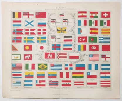 Flaggen – Lithographie 1875 [1 Blatt].