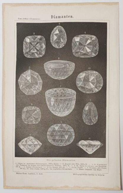 Diamanten – Holzstich 1875 [1 Blatt].