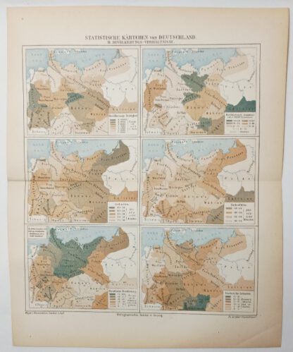 Statistische Kärtchen von Deutschland III - Bevölkerungs-Verhältnisse - Lithographie 1875 [1 Blatt].