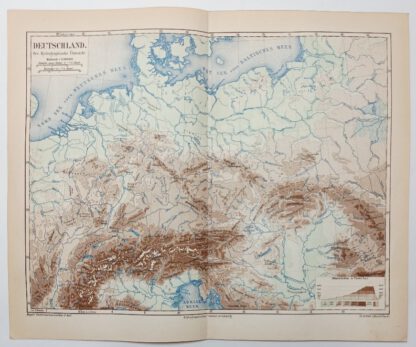 Karte Deutschland – Oro-Hydrographische Übersicht – Lithographie 1875 [1 Blatt].