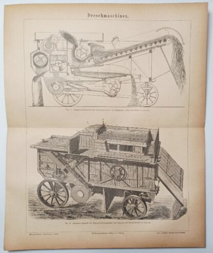 Dreschmaschinen – Holzstich 1875 [1 Blatt].