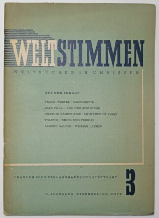 Weltstimmen – Weltbücher in Umrissen – 17. Jahrgang Dezember 1946.