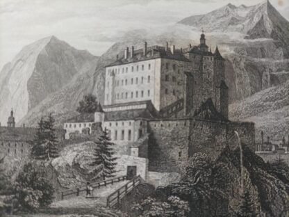 Schloss Ambras in Tyrol – Stahlstich 1859. 2