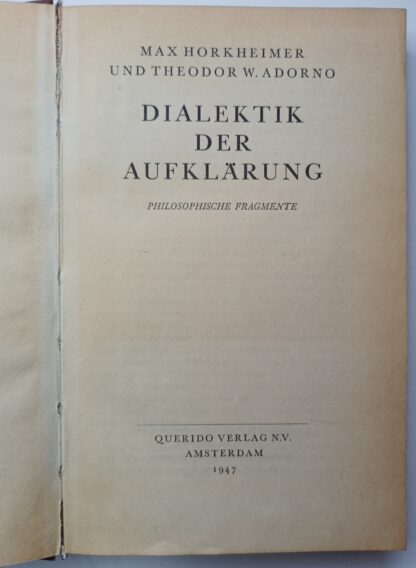 Dialektik der Aufklärung – Philosophische Fragmente. 2