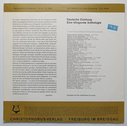 Deutsche Dichtung – Eine klingende Anthologie – Das Gedicht und seine Vertonung [Vinyl 10″]. 2