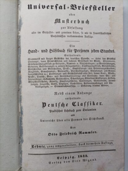 Universal-Briefsteller oder Musterbuch zur Abfassung aller im Geschäfts- und gemeinen Leben, so wie in freundschaftlichen Verhältnissen vorkommenden Aufsätze. – Bild 3