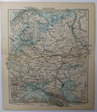 Antike Landkarte – Russland – kolorierter Kupferstich 1889.