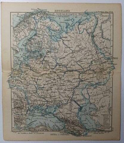 Antike Landkarte - Russland - kolorierter Kupferstich 1889.