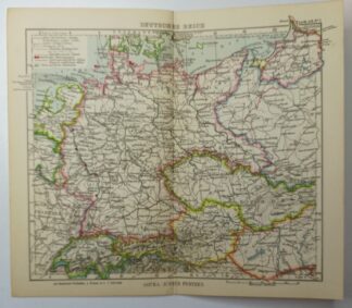 Antike Landkarte – Deutsches Reich – kolorierter Kupferstich 1930.