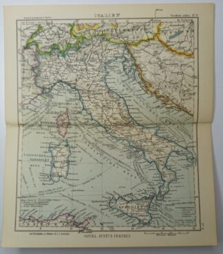 Antike Landkarte – Italien – kolorierter Kupferstich 1930.