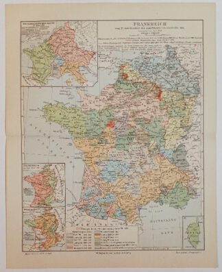 Historische Karte – Frankreich vom XV. Jahrhundert bis zum Frieden von Lunéville 1801 – Lithographie 1897 [1 Blatt].