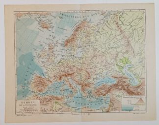 Historische Karte – Europa – Fluß- und Gebirgssysteme, Maßstab 1:24 000 000 – Lithographie 1897 [1 Blatt].