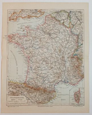 Historische Karte – Frankreich 1:4 500 000 – Lithographie 1897 [1 Blatt].