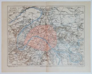 Historischer Stadtplan Paris 1:100 000 – Lithographie 1890 [1 Blatt].
