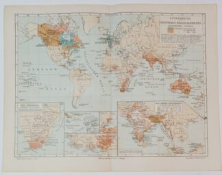 Karte – Entwicklung des britischen Kolonialreiches – Lithographie 1895 [1 Blatt].
