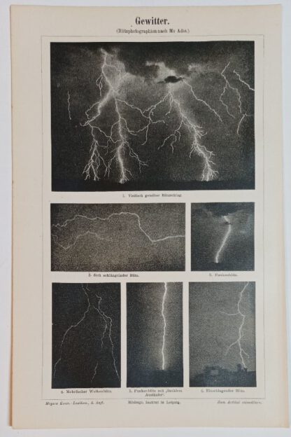 Historischer Druck – Gewitter – Lithographie 1895 [1 Blatt].