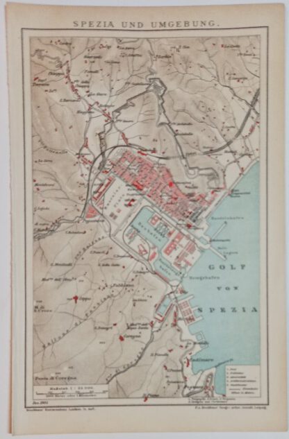 Historische Karte – Spezia und Umgebung 1:25 000 – Lithographie 1905 [1 Blatt].