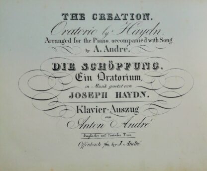 Die Schöpfung. Ein Oratorium – Klavierauszug von Anton André [engl./dt.].