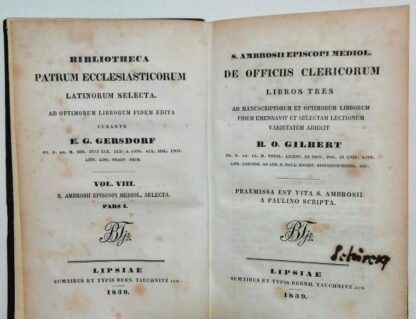 S. Ambrosii Episcopi Mediol – De Officiis Clericorum – Libros Tres.