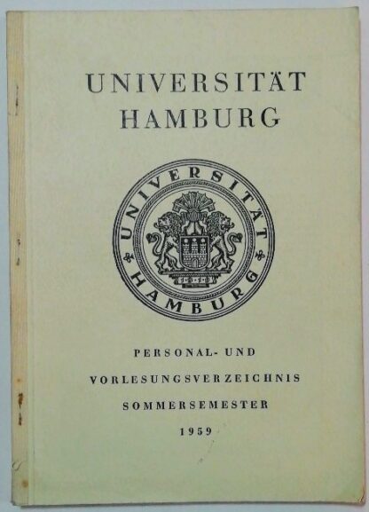 Universität Hamburg – Personal- und Vorlesungsverzeichnis Sommersemester 1959.