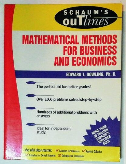 Mathematical Methods for Business and Economics.