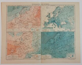 Historischer Druck – Klimakarte Europa – Lithographie 1897 [1 Blatt]. 2