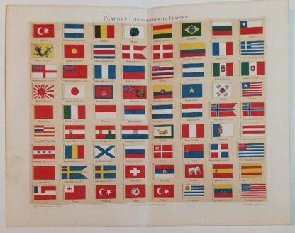 Historischer Druck – Flaggen I – Internationale Flaggen – Chromolithographie 1897 [1 Blatt].