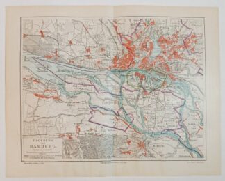 Historische Karte –  Umgebung von Hamburg 1:85 000 – Lithographie 1897 [1 Blatt].