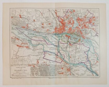 Historische Karte –  Umgebung von Hamburg 1:85 000 – Lithographie 1897 [1 Blatt].